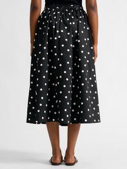Albaray Spot Print Full Midi Skirt, Black - view 2, Black