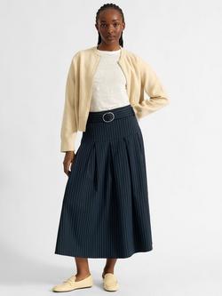 Albaray Pinstripe Pleated Skirt, Navy, Navy