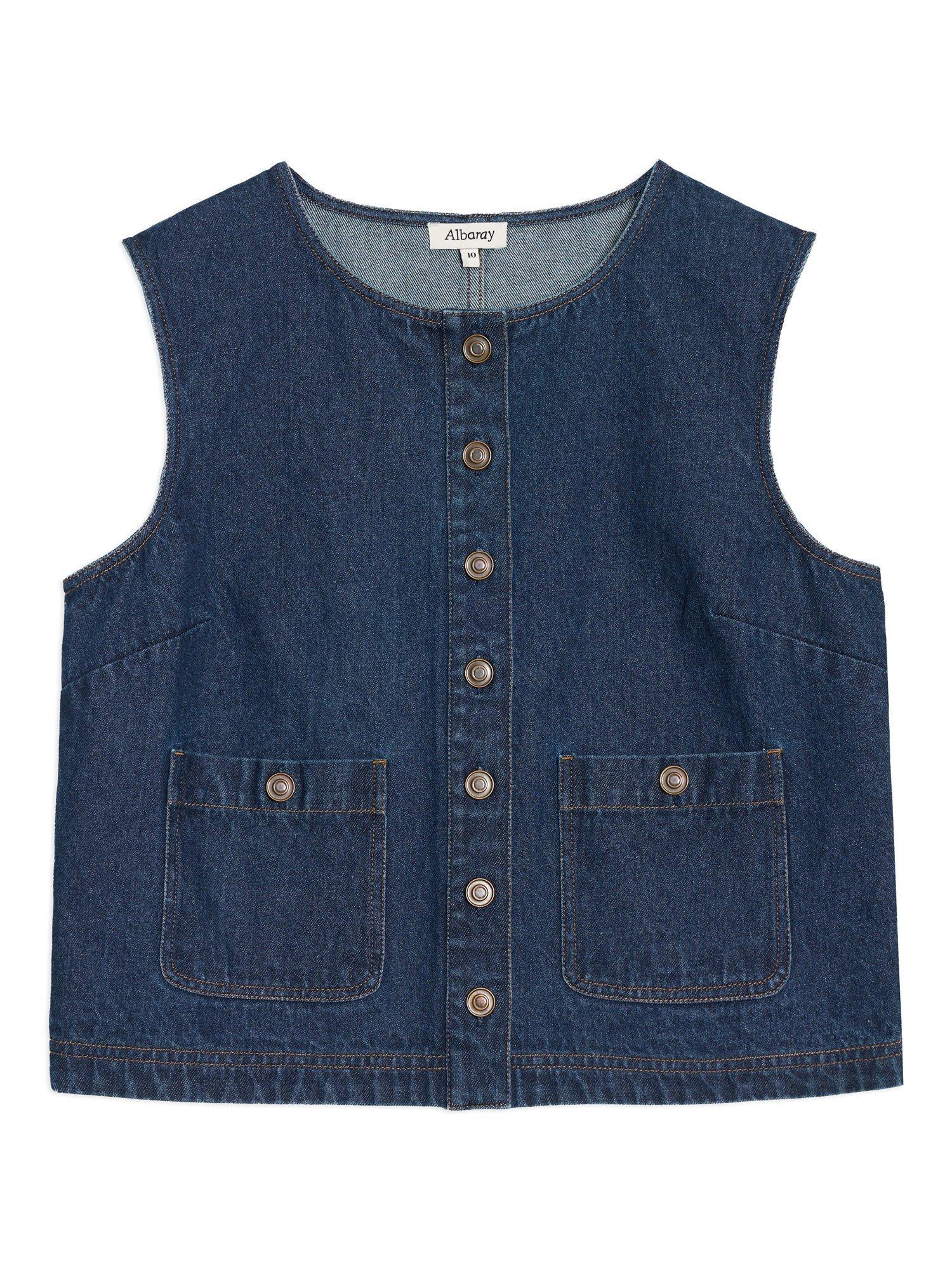 Product image 4 of 4, which shows Albaray Button Denim Waistcoat, Indigo, 8