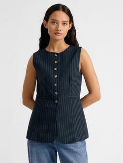 Albaray Pinstripe Tailored Waistcoat, Navy, Navy