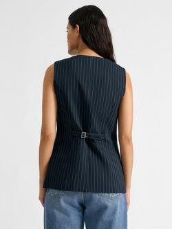 Albaray Pinstripe Tailored Waistcoat, Navy - view 2, Navy