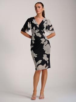 Jolie Moi Angel Sleeve Mesh Dress, Beige