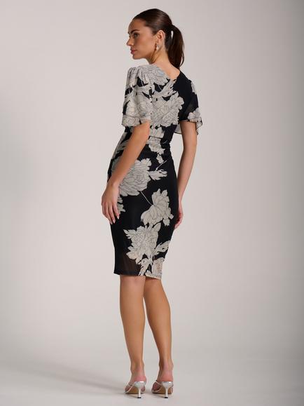 Jolie Moi Angel Sleeve Mesh Dress - view 2, Beige