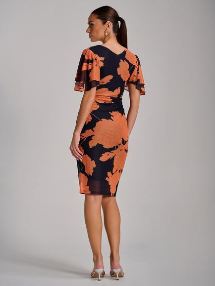 Jolie Moi Angel Sleeve Mesh Dress - view 2, Orange