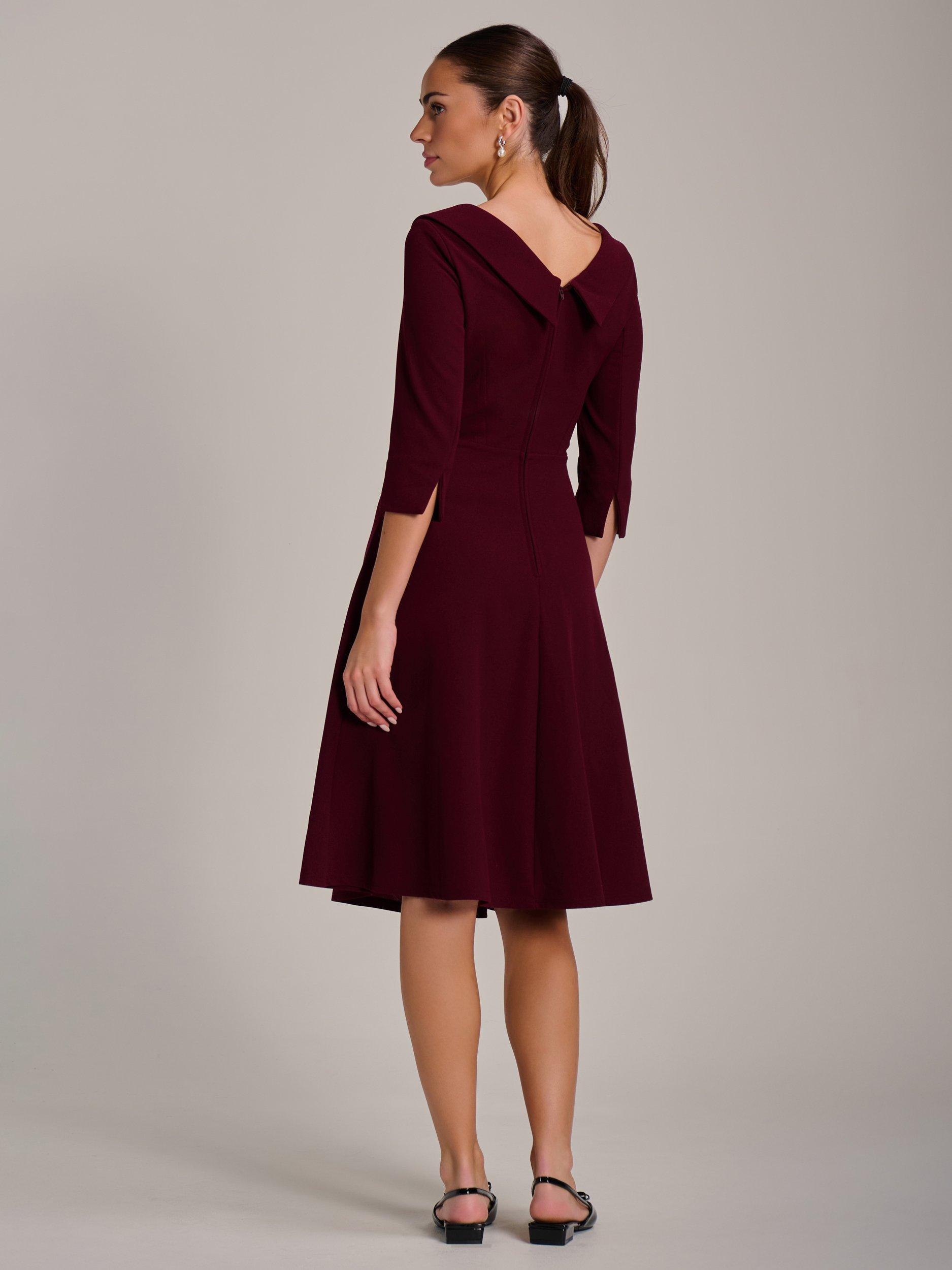 Product image 2 of 6, which shows Jolie Moi Fold Collar Button Midi Dress, Burgundy, 8