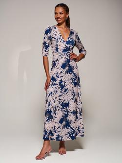 Jolie Moi Floral Jersey Fit & Flare Dress, Navy, Navy