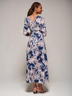 Jolie Moi Floral Jersey Fit & Flare Dress, Navy - view 2, Navy
