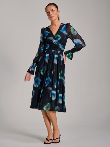 Jolie Moi Printed Mesh Midi Dress, Multi