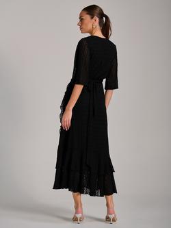 Jolie Moi Ruffle Hem Knitted Maxi Dress, Black - view 2, Black