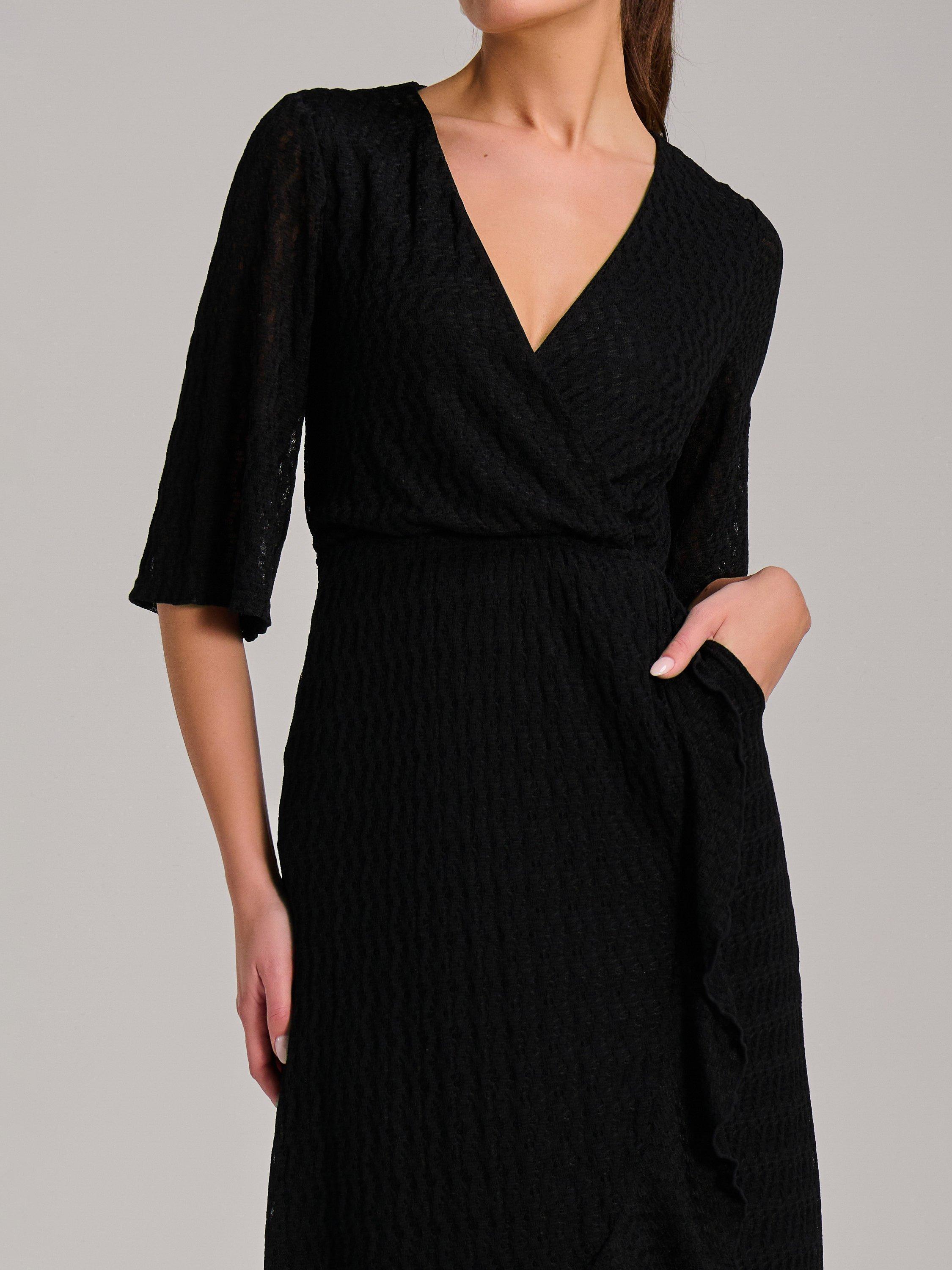 Product image 4 of 7, which shows Jolie Moi Ruffle Hem Knitted Maxi Dress, Black, 8
