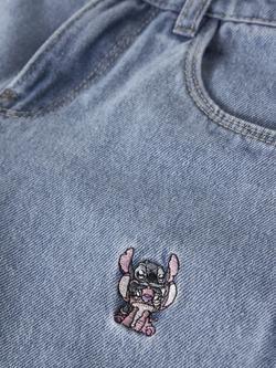 NAME IT Kids' Stitch Wide Leg Jeans, Blue Denim - view 2, Blue Denim