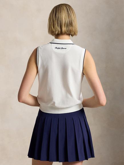 Polo Ralph Lauren Wimbledon 2026 Sleeveless Cotton Blend Polo Shirt, White - view 2, White