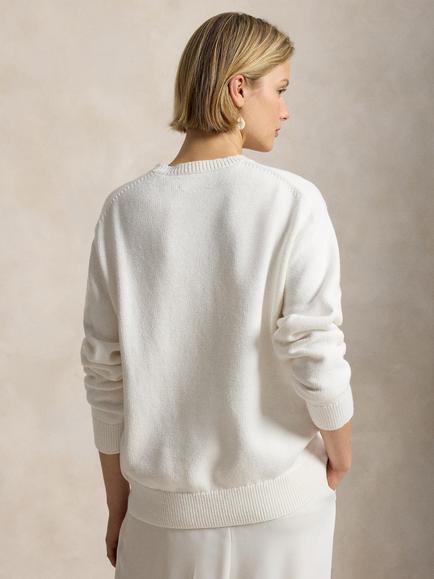 Polo Ralph Lauren Wimbledon 2026 Embroidered Crest Jumper, Ceramic White - view 2, Ceramic White