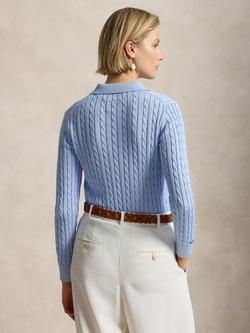 Polo Ralph Lauren Wimbledon 2026 Cable Knit Jumper, Office Blue - view 2, Office Blue