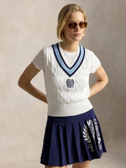 Polo Ralph Lauren Wimbledon 2026 Cricket Knit Top, Cream Combo, Cream Combo