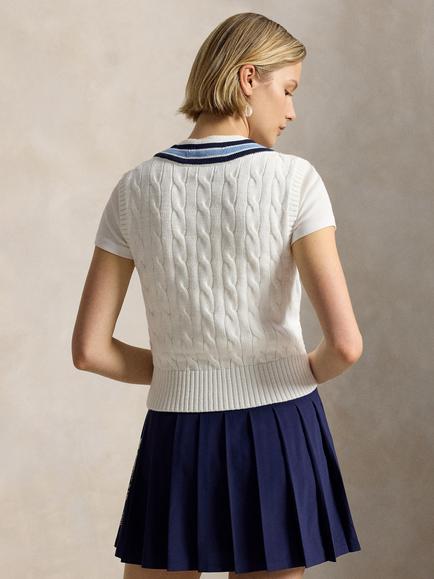 Polo Ralph Lauren Wimbledon 2026 Cricket Knit Top, Cream Combo - view 2, Cream Combo