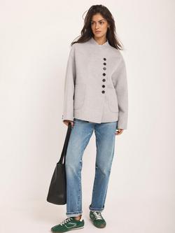 Mint Velvet Button Detail Wool Blend Jacket, Grey, Grey