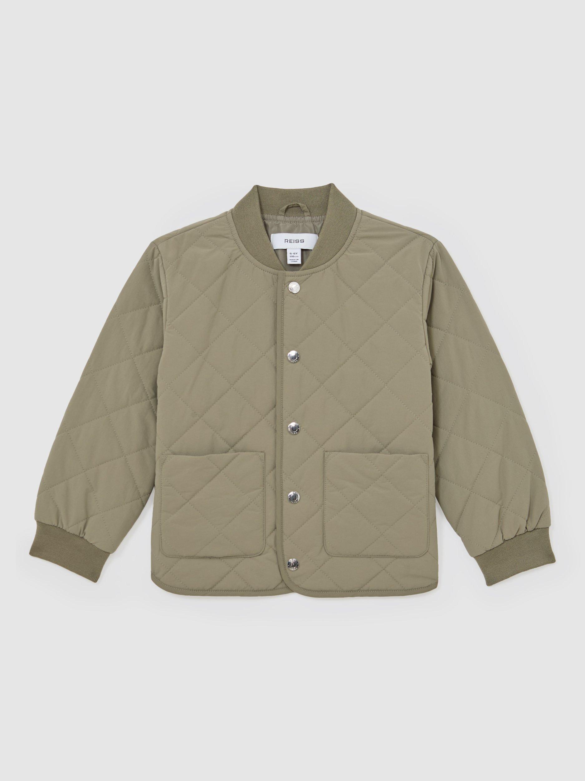 Product image 2 of 4, which shows Reiss Kids' Fort Lightweight Quilted Jacket, Green, 3-4 years