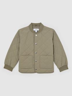 Reiss Kids' Fort Lightweight Quilted Jacket, Green - view 2, Green