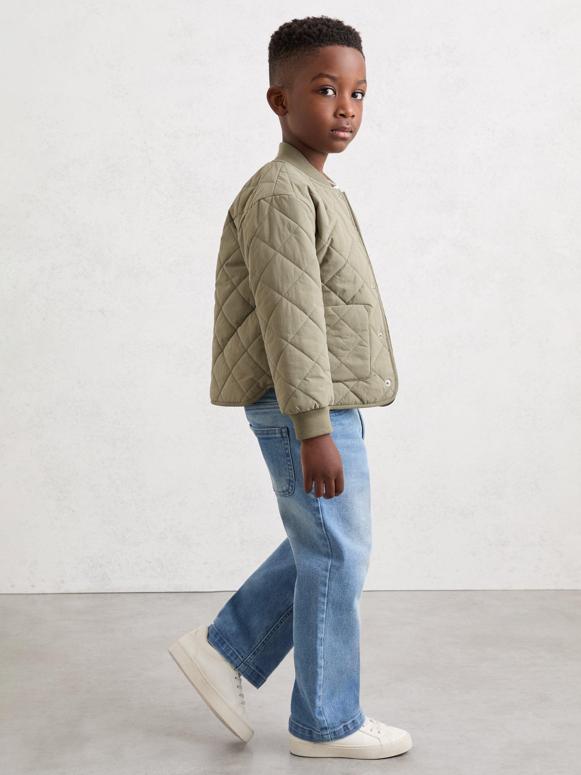 Product image 3 of 4, which shows Reiss Kids' Fort Lightweight Quilted Jacket, Green, 3-4 years