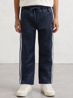 Reiss Kids' Foster Monogram Side Stripe Joggers, Navy Blue