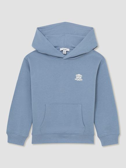 Reiss Kids' Conlin Cotton Pullover Hoodie, Airforce Blue, Airforce Blue