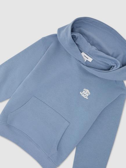 Reiss Kids' Conlin Cotton Pullover Hoodie, Airforce Blue - view 2, Airforce Blue