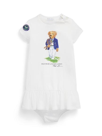Ralph Lauren Baby Wimbledon 2026 Short Sleeve Dress, White, White
