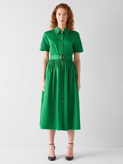L.K.Bennett Calder Belted Shirt Dress, Emerald, Emerald