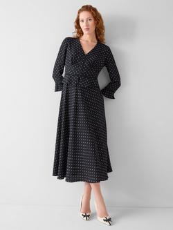 L.K.Bennett Lisa Polka Dot Midi Dress, Navy/White, Navy/White
