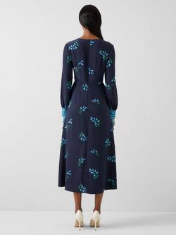L.K.Bennett Karla Floral Ruffle Midi Dress, Navy/Multi - view 2, Navy/Multi