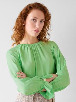 L.K.Bennett Rita Gathered Neck Top, Pistachio - view 2, Pistachio