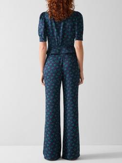 L.K.Bennett Isla Colour Block Trousers, Blue/Green - view 2, Blue/Green