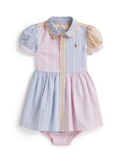 Ralph Lauren Baby Woven Stripe Cotton Dress, Multi, Multi