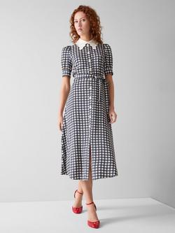 L.K.Bennett Monica Gingham Shirt Dress, Cream/Navy, Cream/Navy