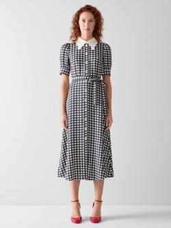L.K.Bennett Monica Gingham Shirt Dress, Cream/Navy - view 2, Cream/Navy