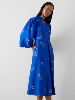 L.K.Bennett Vera Floral Silk Blend Midi Dress, Ocean - view 2, Ocean