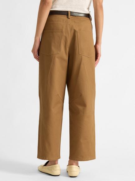 Albaray Mid Rise Barrel Leg Trousers, Tan - view 2, Tan