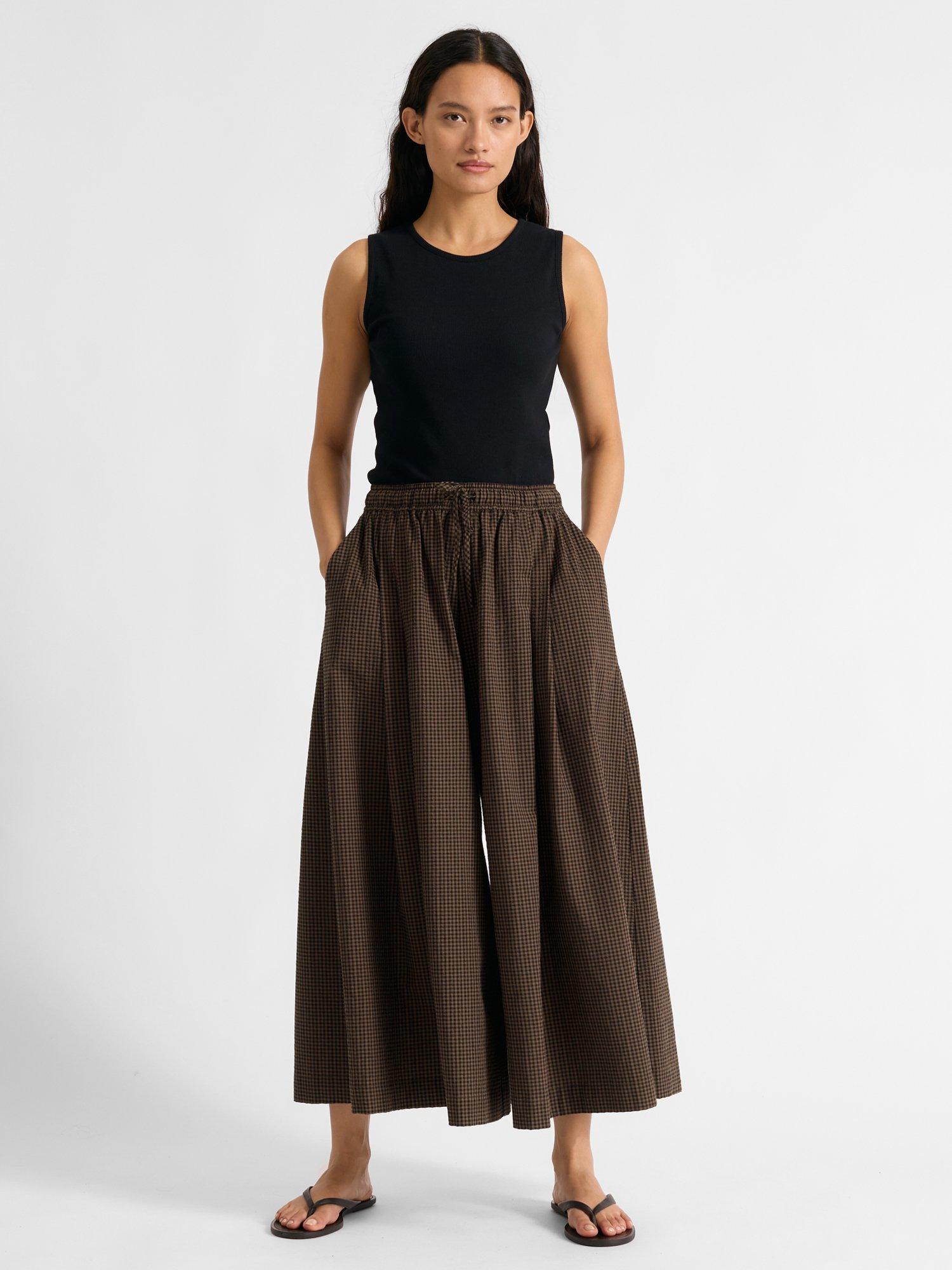 Product image 1 of 6, which shows Albaray Gingham Culottes, Brown, 8