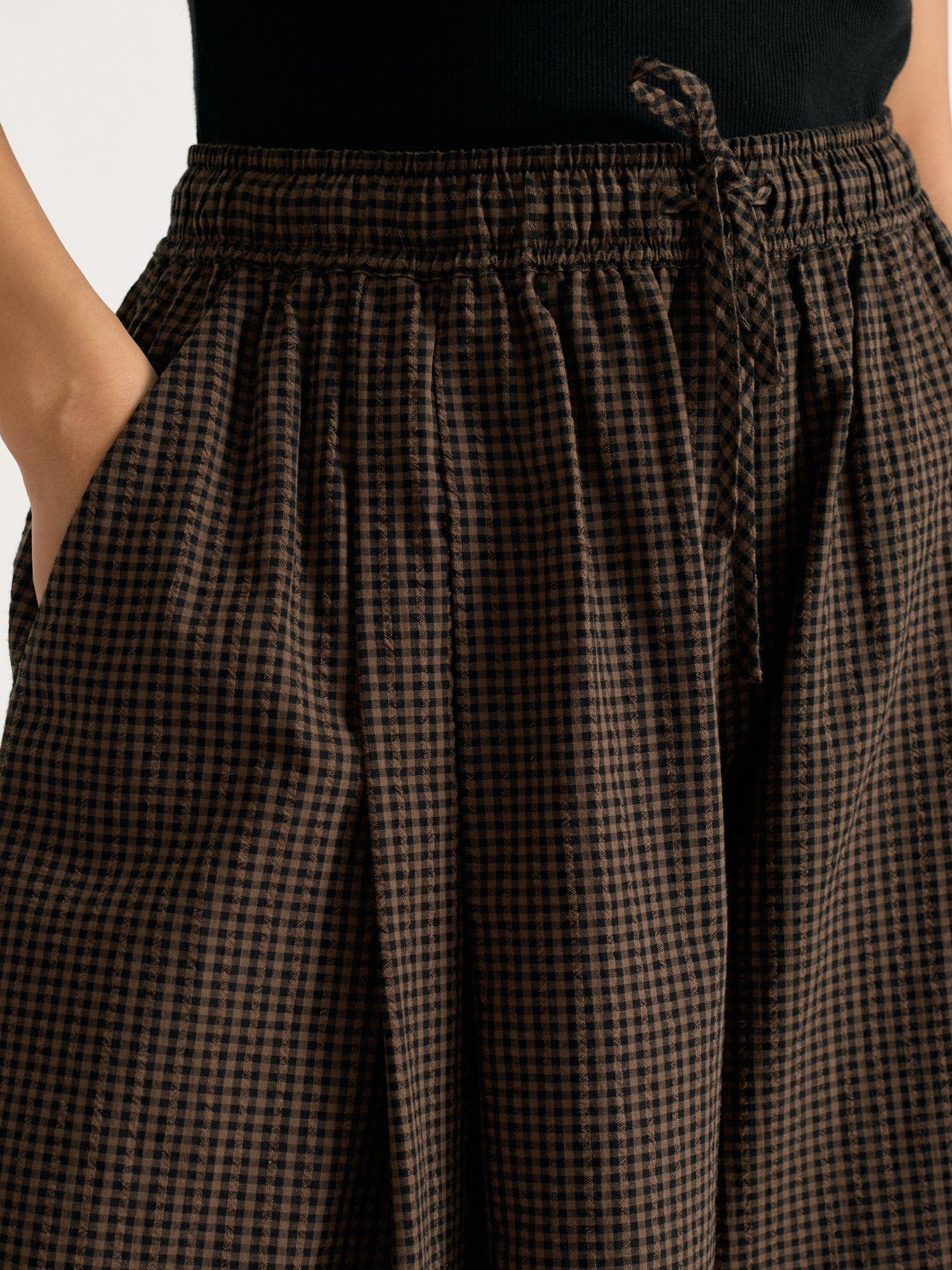 Product image 3 of 6, which shows Albaray Gingham Culottes, Brown, 8