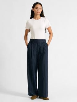 Albaray Pinstripe Tailored Trousers, Navy, Navy