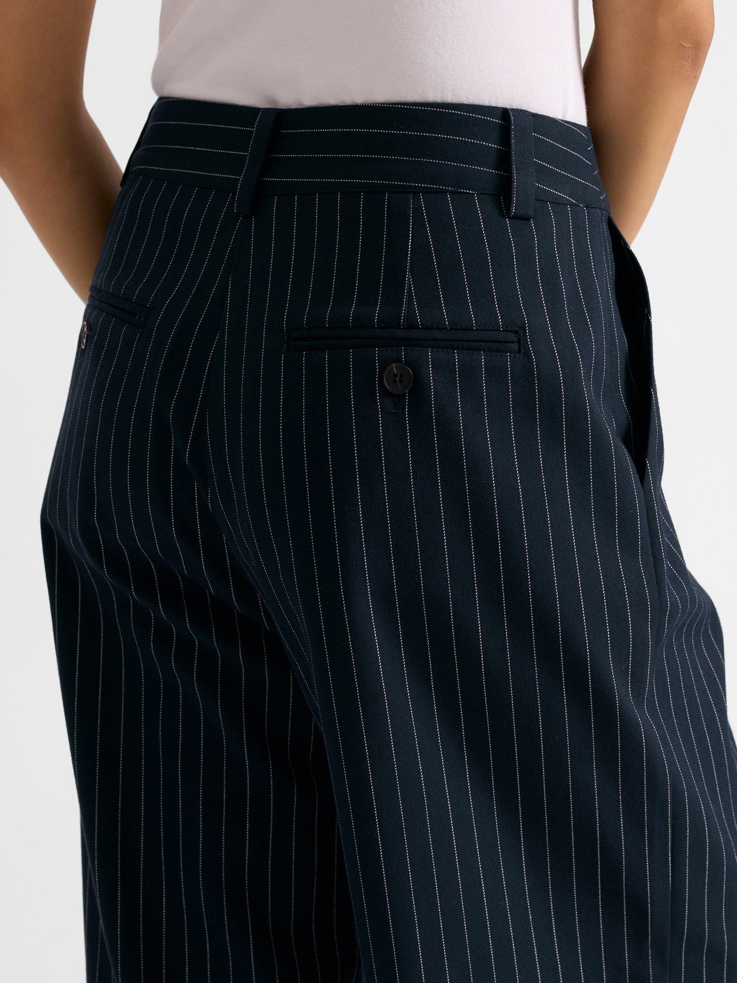 Product image 3 of 5, which shows Albaray Pinstripe Tailored Trousers, Navy, 8