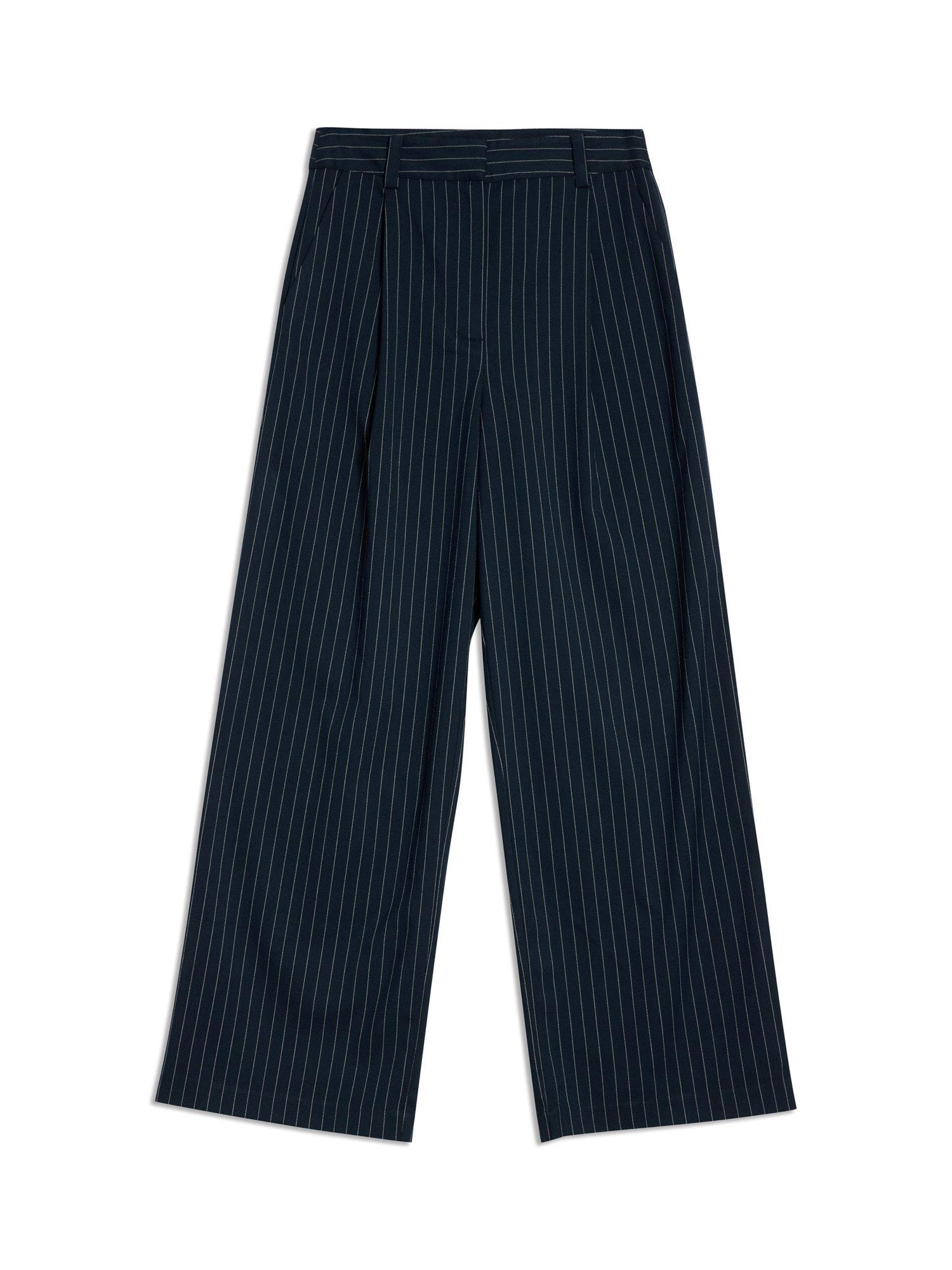 Product image 4 of 5, which shows Albaray Pinstripe Tailored Trousers, Navy, 8