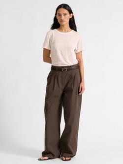Albaray Pleat Wide Leg Trousers, Chocolate, Chocolate