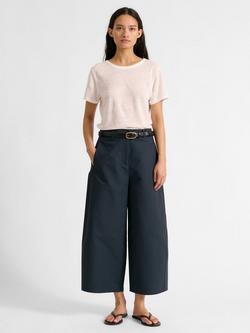 Albaray Cropped Wide Leg Trousers, Navy, Navy