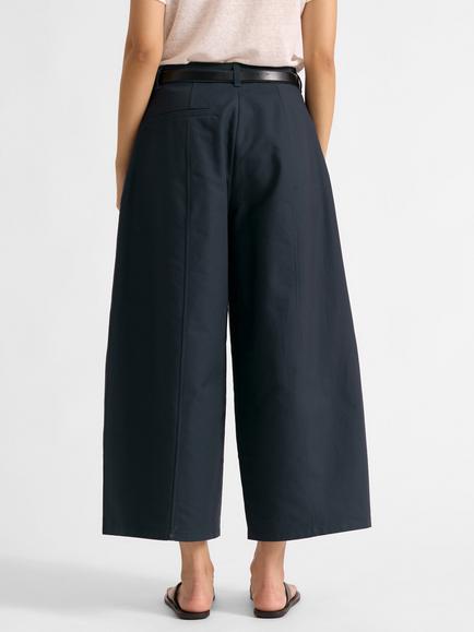 Albaray Cropped Wide Leg Trousers, Navy - view 2, Navy