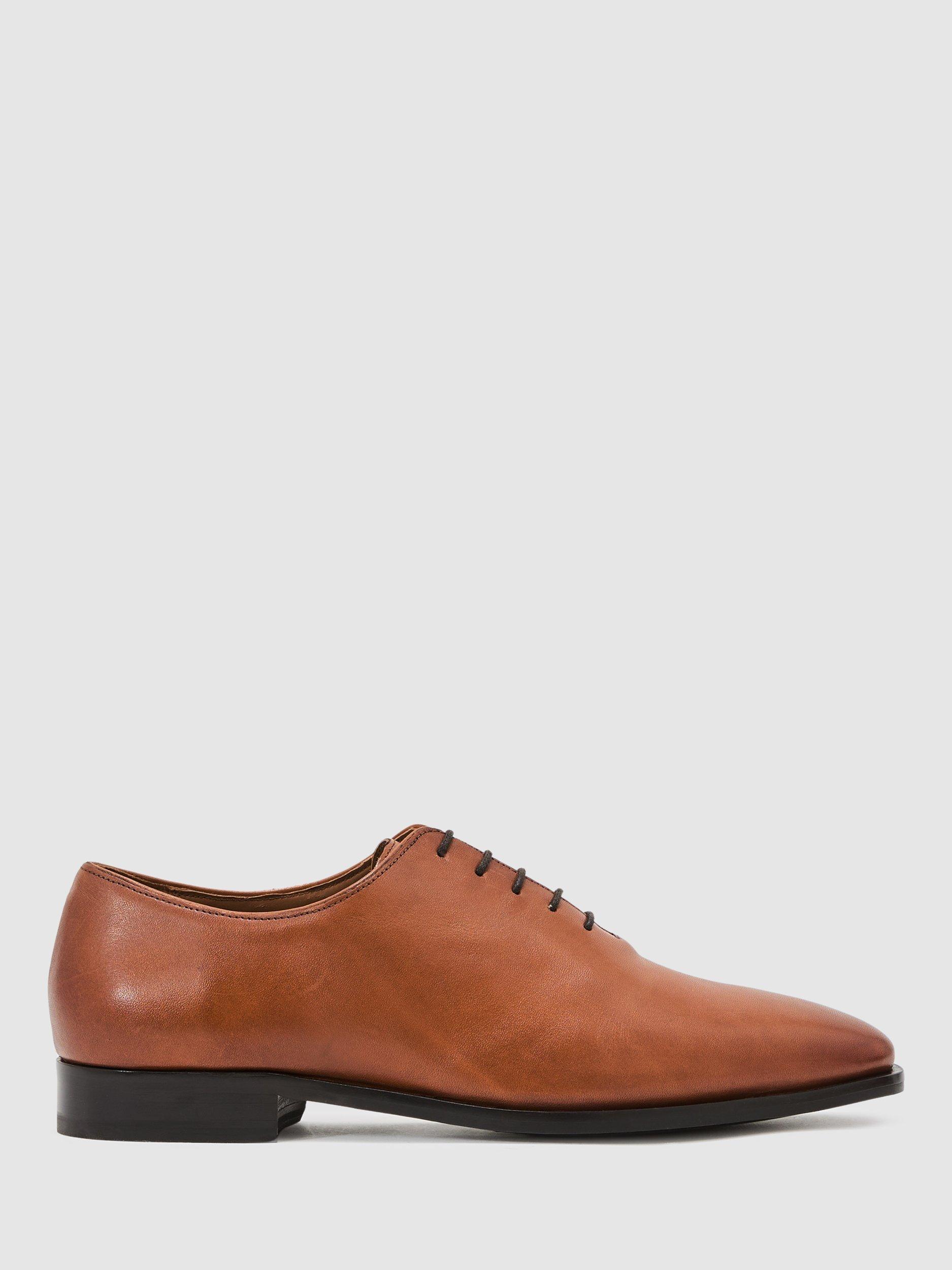 Product image 1 of 5, which shows Reiss Mead Lace Up Formal Shoes, Light Tan, 7