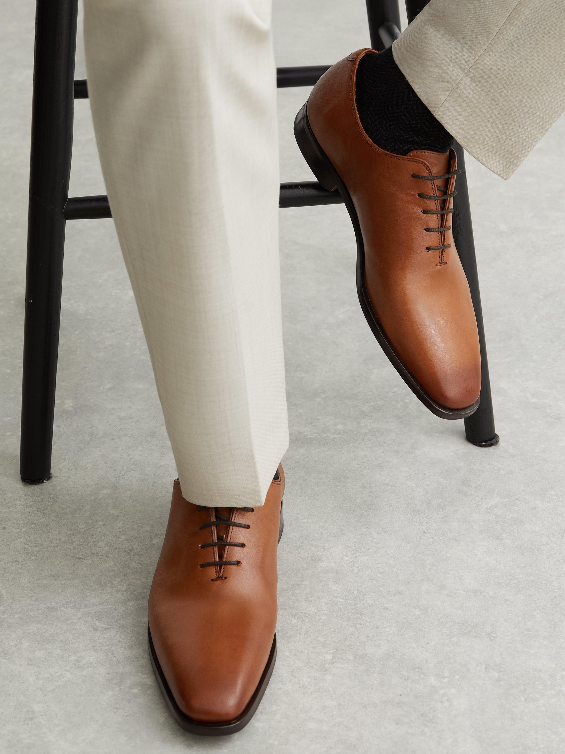Product image 5 of 5, which shows Reiss Mead Lace Up Formal Shoes, Light Tan, 7