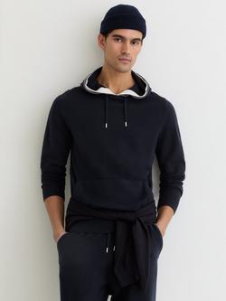 Reiss Falmer Merino Wool Tipped Hoodie, Navy, Navy