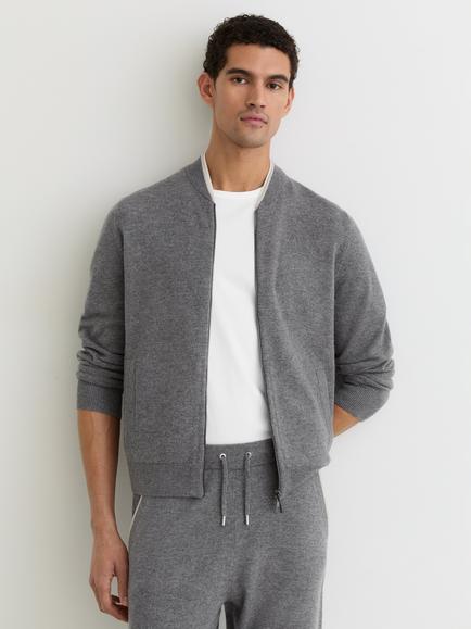 Reiss Hillside Merino Wool Tipped Drawstring Joggers, Mid Grey, Mid Grey